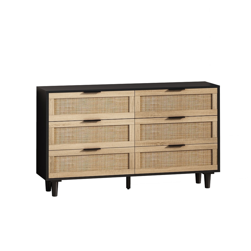 Rattan Storage Buffet Cabinet with 6 Drawers