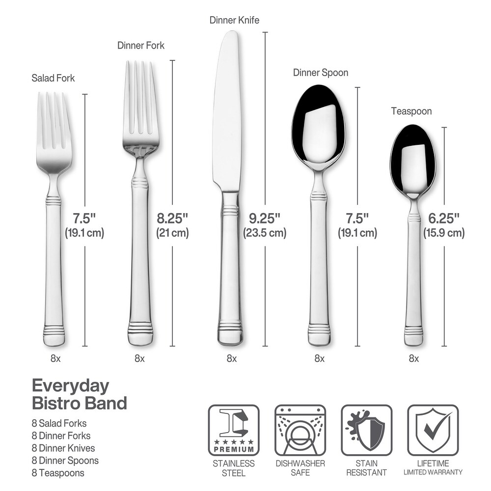 Fitz and Floyd 18.0 Everyday Bistro Band 45 Piece Flatware Set