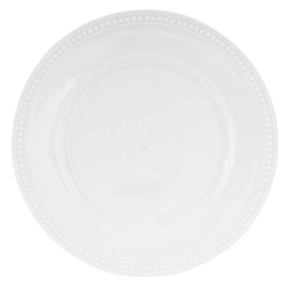 Everyday White by Fitz and Floyd Beaded 10.5 Inch Dinner Plate  Set of 4   10.5 Inch