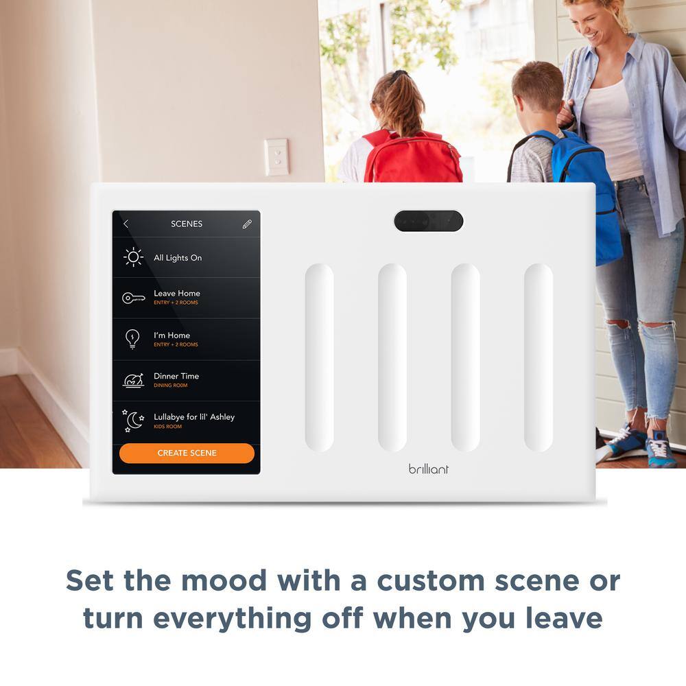 Brilliant Smart Home Control 4-Switch Panel - Alexa Google Assistant Apple Homekit Ring Sonos and More BHA120US-WH4