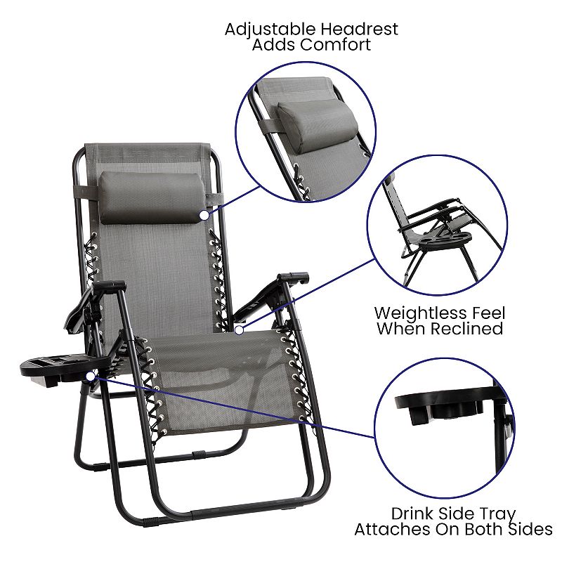 Flash Furniture Adjustable Folding Zero Gravity Reclining Lounge Chair 2-piece Set