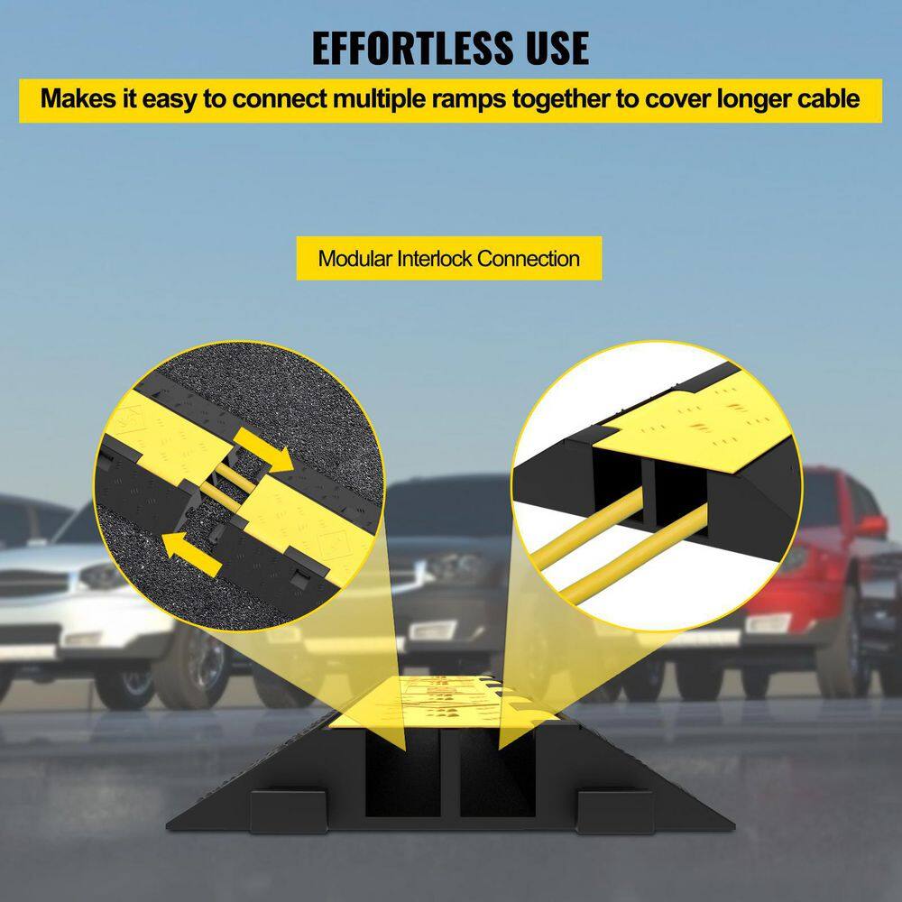 VEVOR Cable Protector Ramp 2-Channels Speed Bump Hump Rubber 11000 lbs. Load for Driveway Traffic Wire Protect (5-Pieces) DLBHQXSLX5PCSZUIBV0