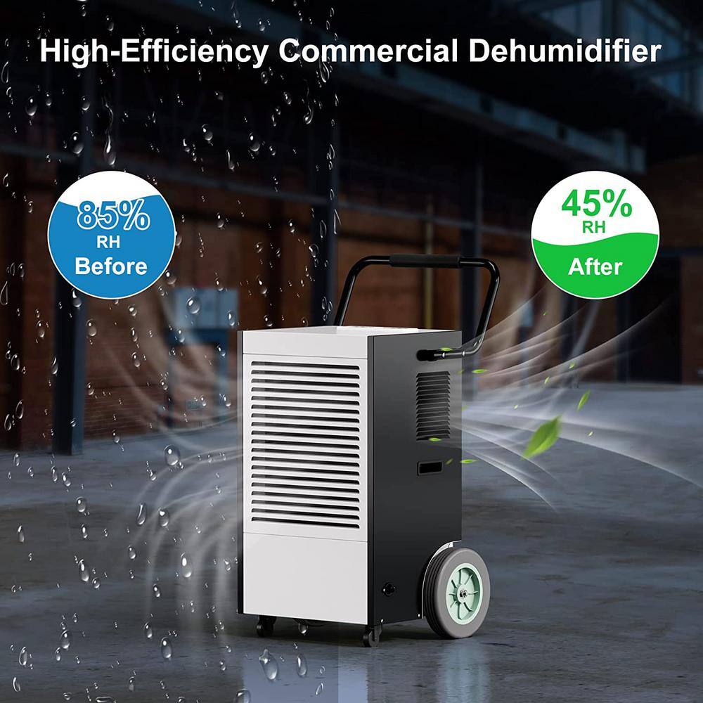 225 pt. 4000 sq. ft. Commercial Dehumidifiers in Black for Basement Garage Warehouse with Handles and Wheels W-SPU-82