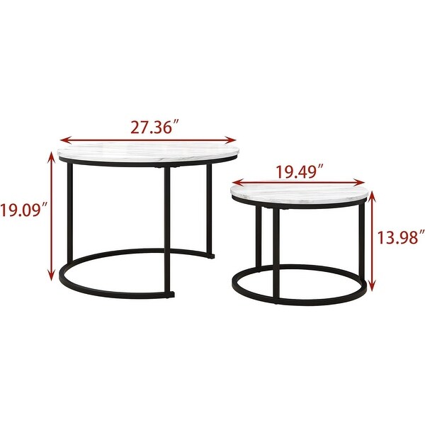 Industrial Round Coffee Table Set of 2