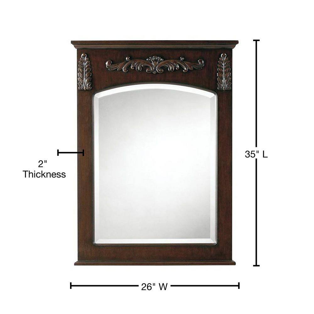 Home Decorators Collection 26 in. W x 35 in. H Framed Rectangular Bathroom Vanity Mirror in Antique Cherry 1590400190