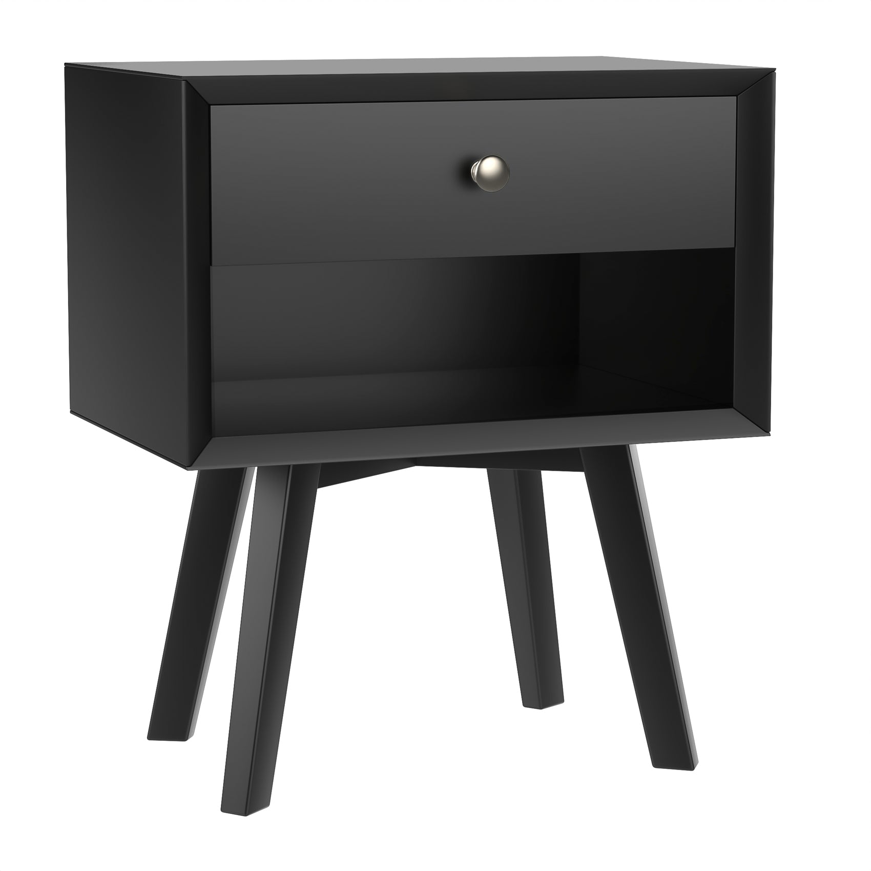 Semiocthome Black Matte Vintage Diana 1 Drawer Nightstand 23