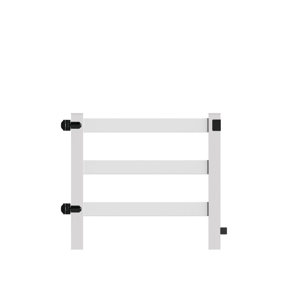 Barrette Outdoor Living 3-Rail Post and Rail 5 ft. x 4 ft. White Vinyl Drive Gate Kit Fence Gate 73025444