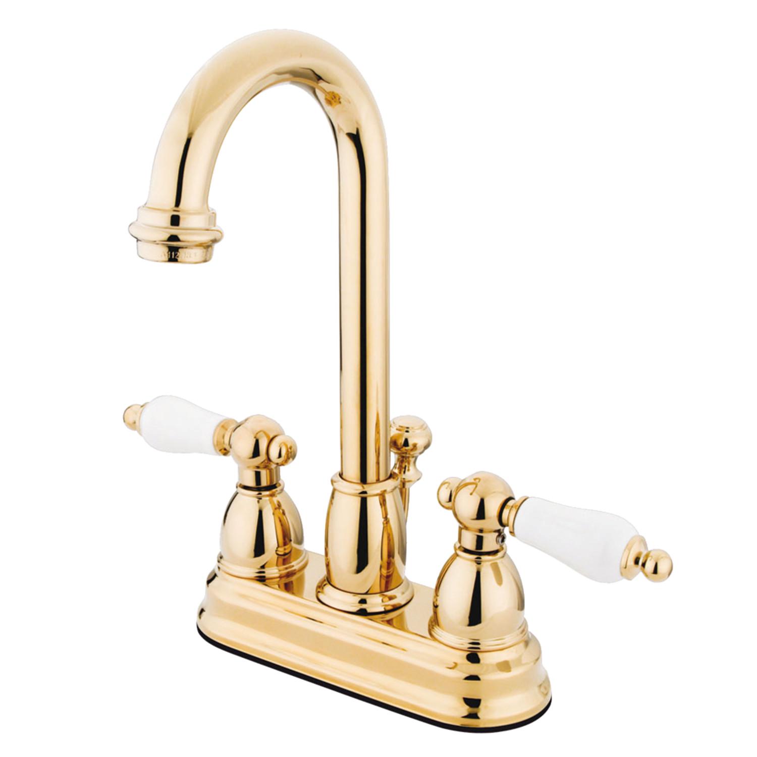 Kingston Brass KB3612PL 4-Inch Centerset Lavatory Faucet， Polished Brass