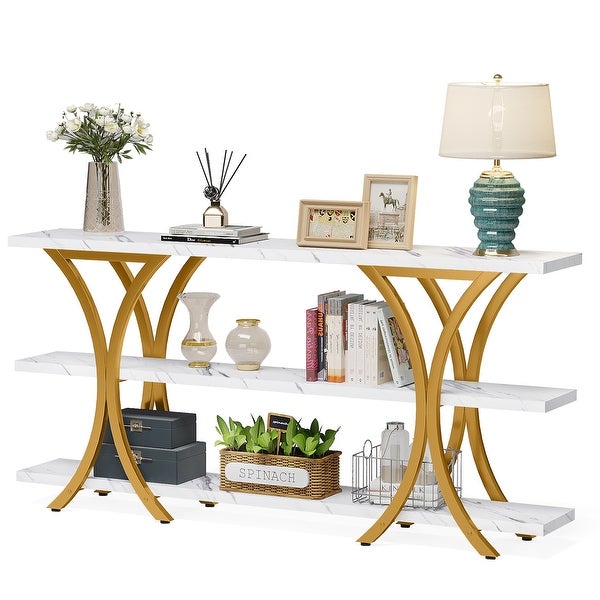 70.8 Inch Narrow Console Table with 3 Tier Shelves