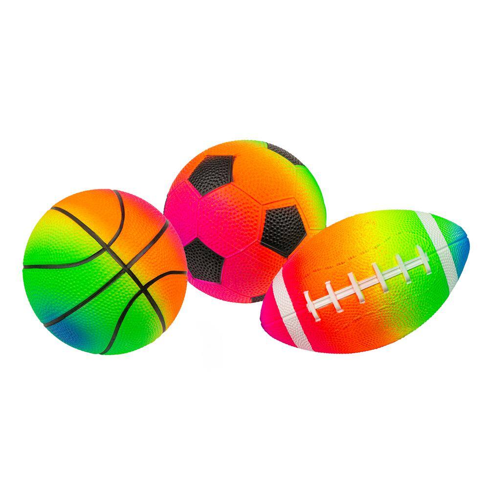 Poolmaster Waterproof Sport Rainbow Colors Game Balls for Kids Small (Pack of 3) 72732