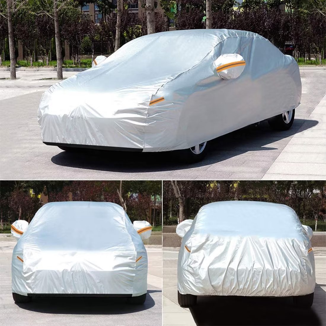 KouKou Car Cover for Automobiles Waterproof All Weather， Size H3 Fit for Saden Length 176 to 185 inch， Silver