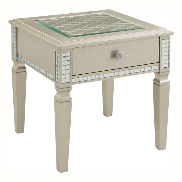 Furniture of America Jaegersmorr Silver 24-inch 1-drawer Side Table