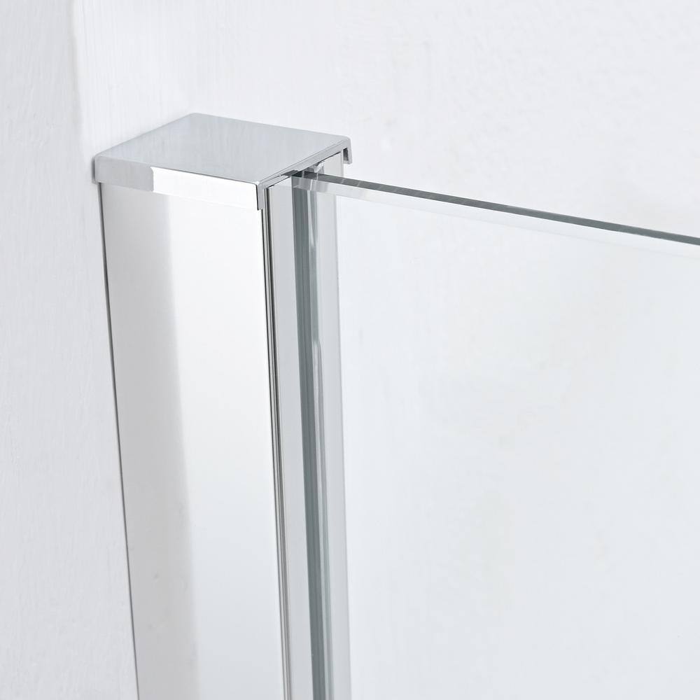 ROSWELL Canteras 39.37 in. W x 55 in. H Frameless Pivot Bathtub Door in Polished Chrome with Clear Glass 818139-HD-PC