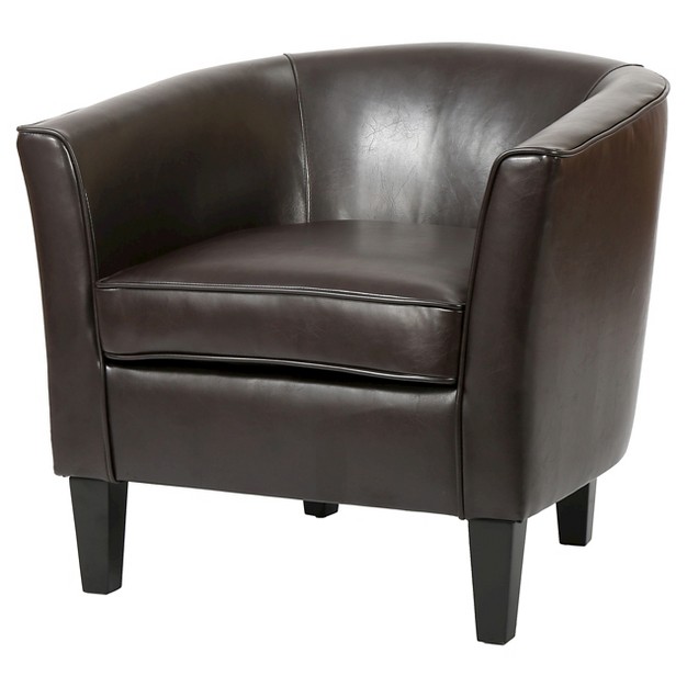 Aiden Bonded Leather Club Chair Brown Christopher Knight Home