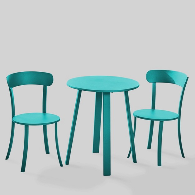 Barbados 3pc Patio Bistro Set Matte Teal Christopher Knight Home