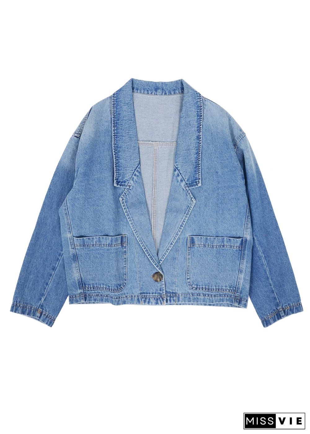 Lapel Collar Denim Blazer Jacket