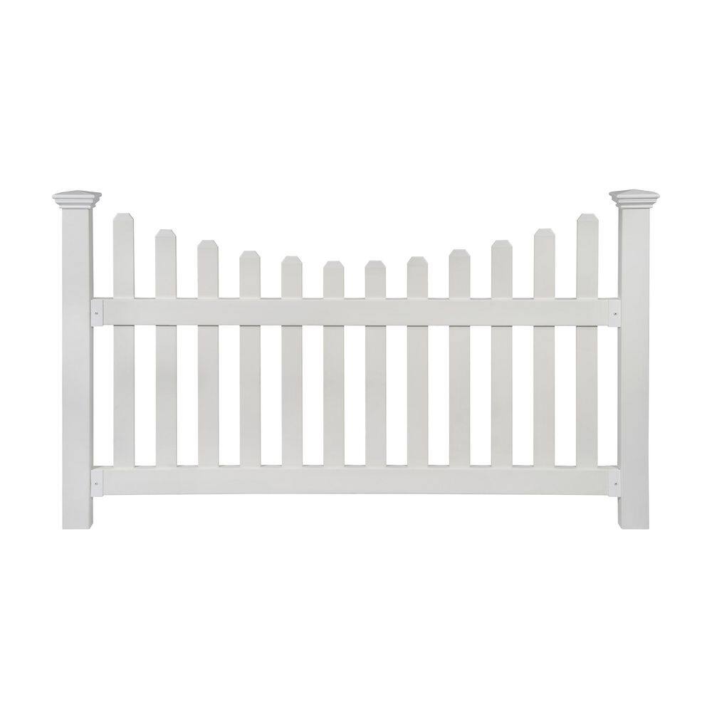 Zippity Outdoor Products 3.5 ft. H x 6 ft. W Permanent All American Vinyl Picket Fence Panel Kit with No-Dig Anchor and Cap ZP19041