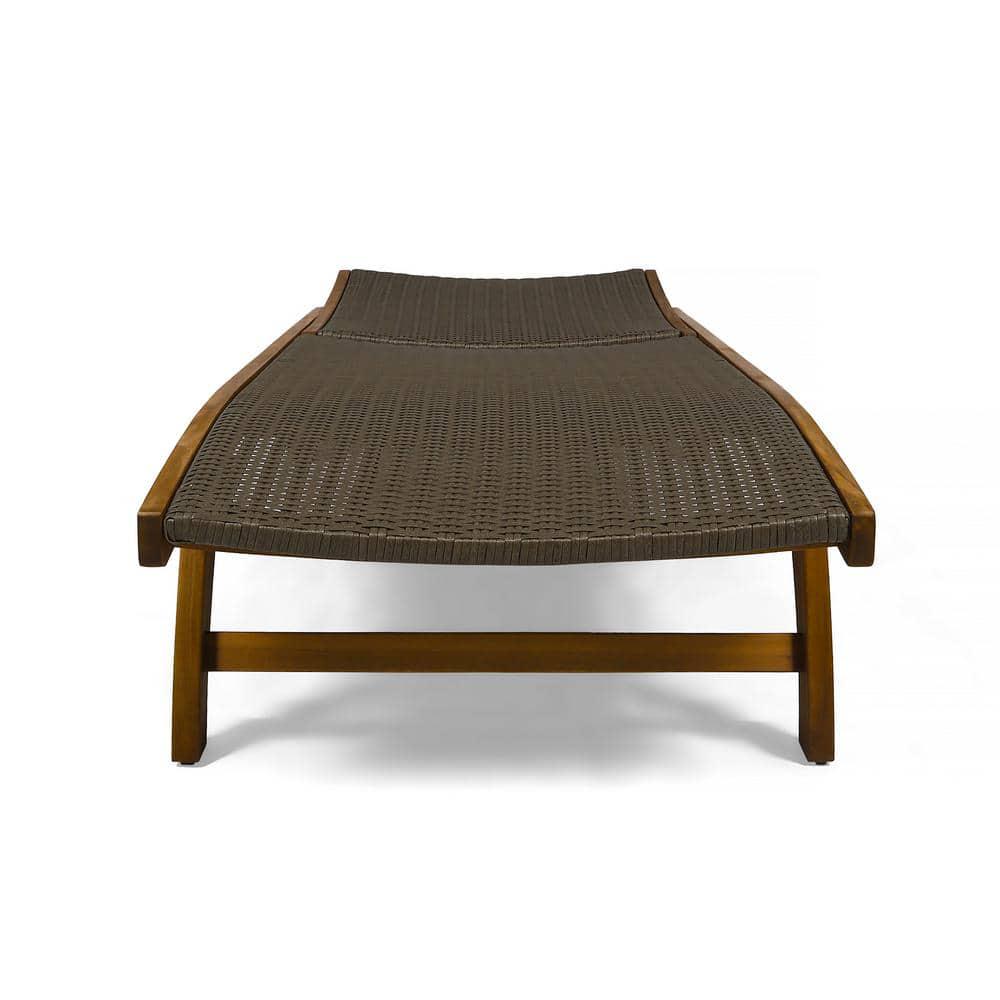 Noble House Colby Teak 2Piece Acacia Wood Outdoor Chaise Lounge