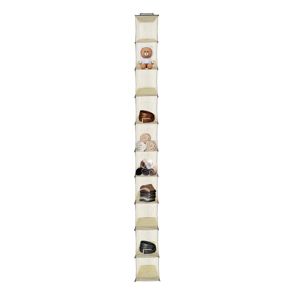 JV TEXTILES GreyBeige Hanging Closet Organizer 10-Shelf Closet Hanging Storage Shelves (2-Pack) (10-Layer) 2PK-6643