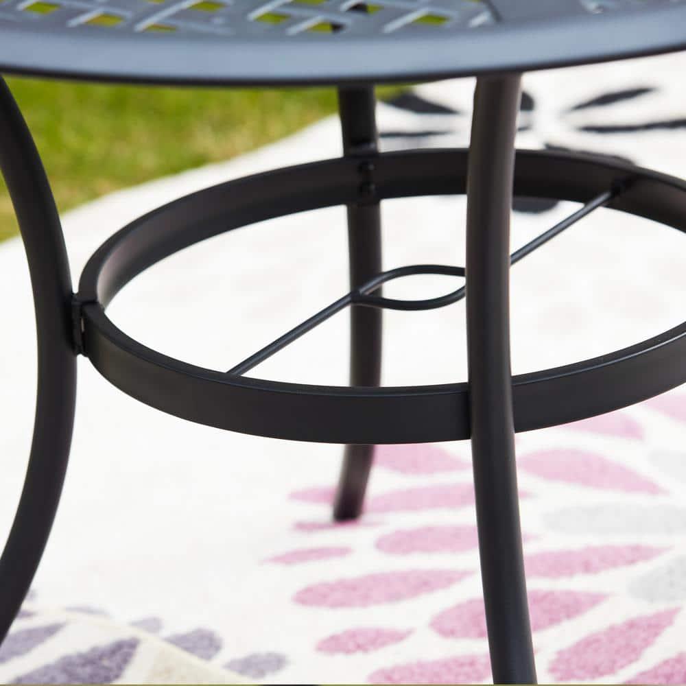 TOP HOME SPACE Black Round Metal Outdoor Dining Table