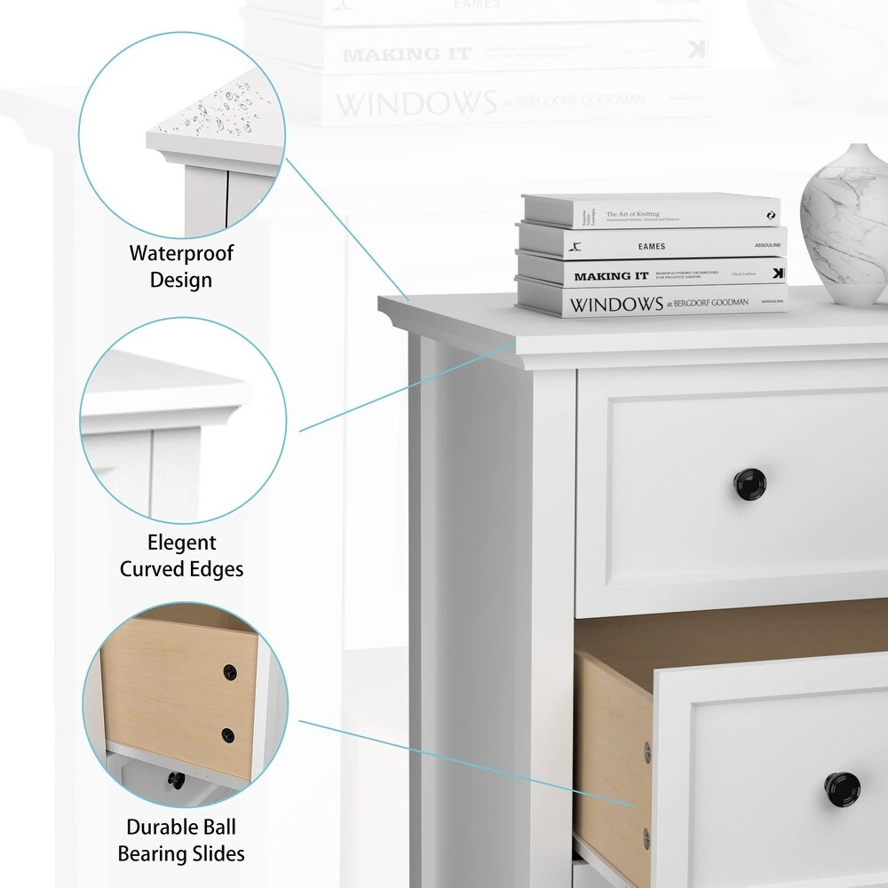 White Dresser  6 Drawer Double Dresser for Bedroom with Metal Knobs   Wide Storage  Chest of Drawers