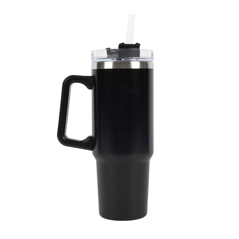 New View Gifts and Accessories Stainless Steel 30-oz. Tumbler with Straw - Black