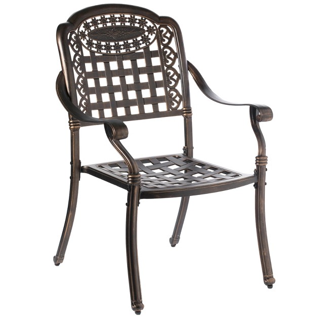 Gardenised Indoor And Outdoor Bronze Dinning Set 6 Chairs With 1 Table Bistro Patio Cast Aluminum