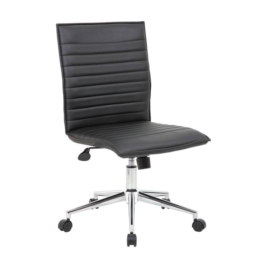 BOSS Office Products Black Contemporary Armless Desk Chair B9534C-BK