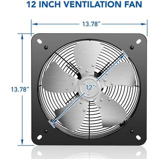 Edendirect 12 in. Exhaust Fan Aluminum High Speed 1300RPM Silver DHS0RA0713007