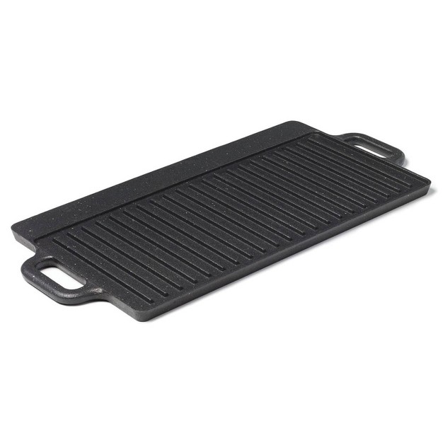 The Rock By Starfrit Traditional Cast Iron Reversible Grill griddle Black