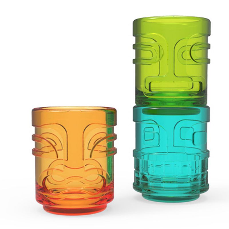 Truezoo Tiki Trio Shot Glasses， Set of 3