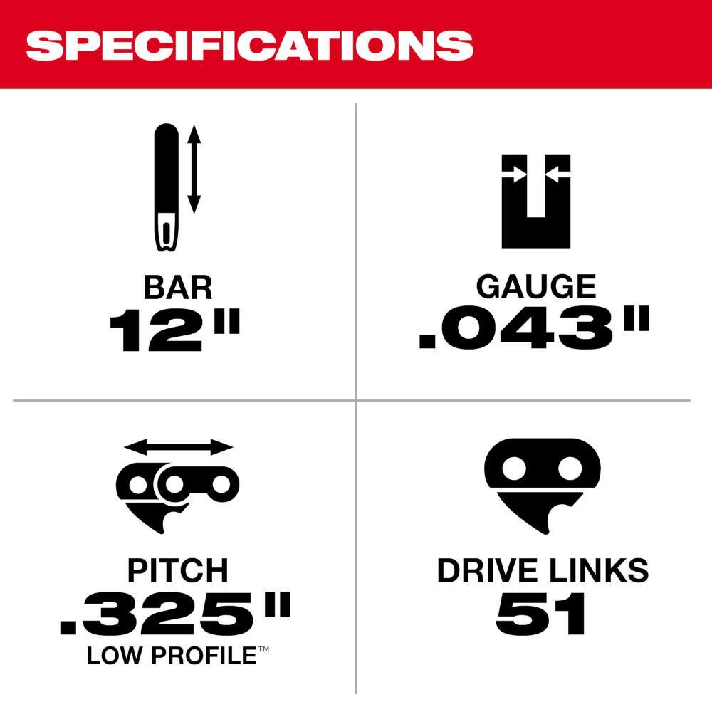 MW 12 in. Top Handle Chainsaw Bar Guide 49-16-2743