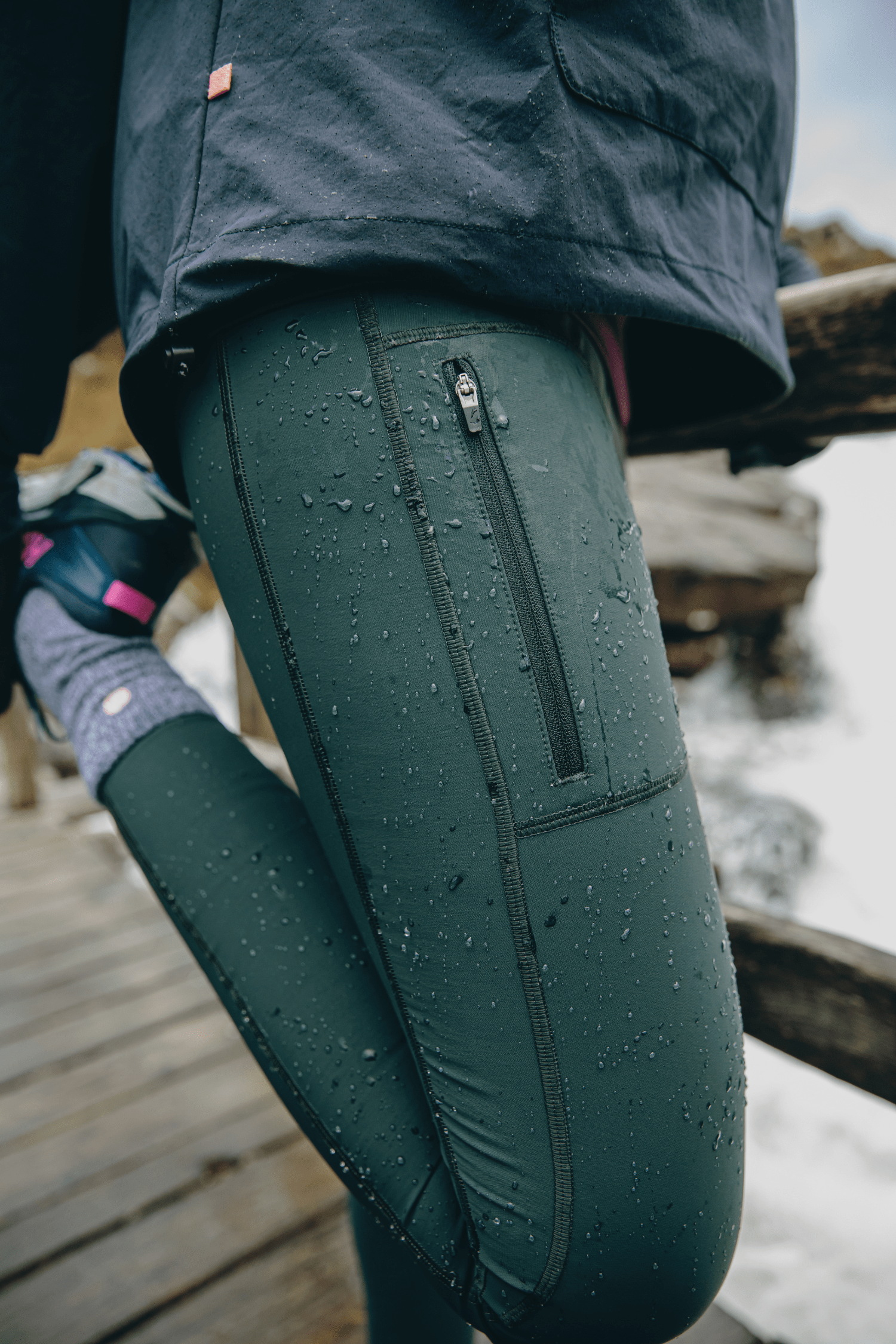 Shower Resistant Softshell Leggings - Forest Green