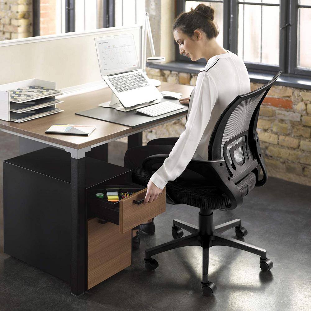 LACOO Black Office Chair Ergonomic Desk Task Mesh Chair with Armrests Swivel Adjustable Height T-OCNC9400