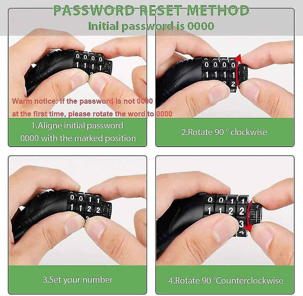 Bike Lock， Bike Locks Long 40cm/each， Cable Lock For Bicycle Scooter Motorcycles Bike Gate With 4 Digit Smart Code