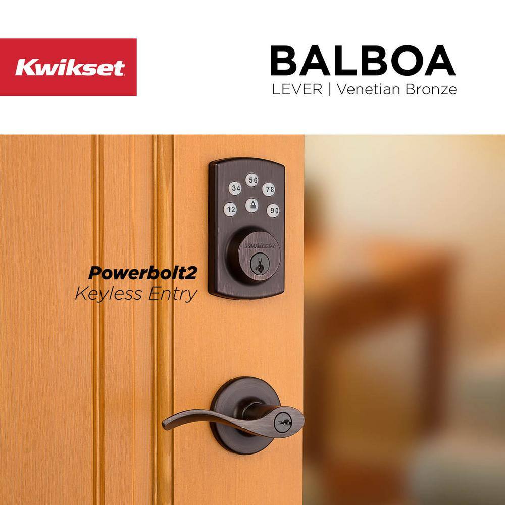 Kwikset Powerbolt2 Venetian Bronze Single Cylinder Keypad Electronic Deadbolt Featuring SmartKey Security 99070-103