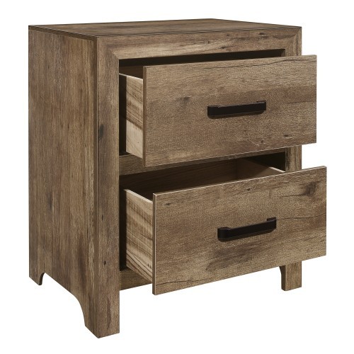 Bedroom Wooden Nightstand 1pc Weathered Pine Finis...