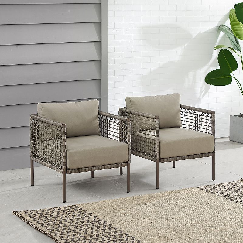 Crosley Cali Bay Outdoor Wicker Arm Chair 2-Piece Set