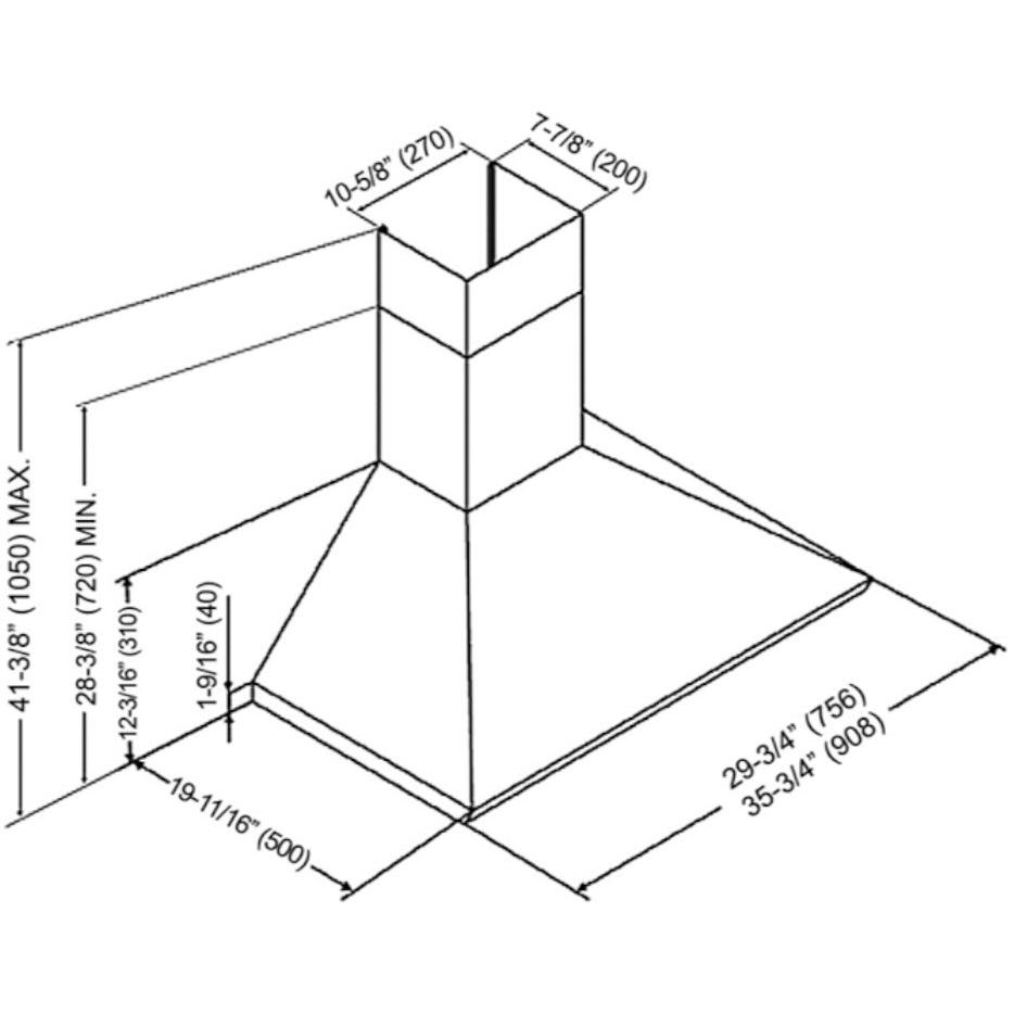 Kobe 30-inch Brillia Series Wall Mount Hood CHX8130SQB-2