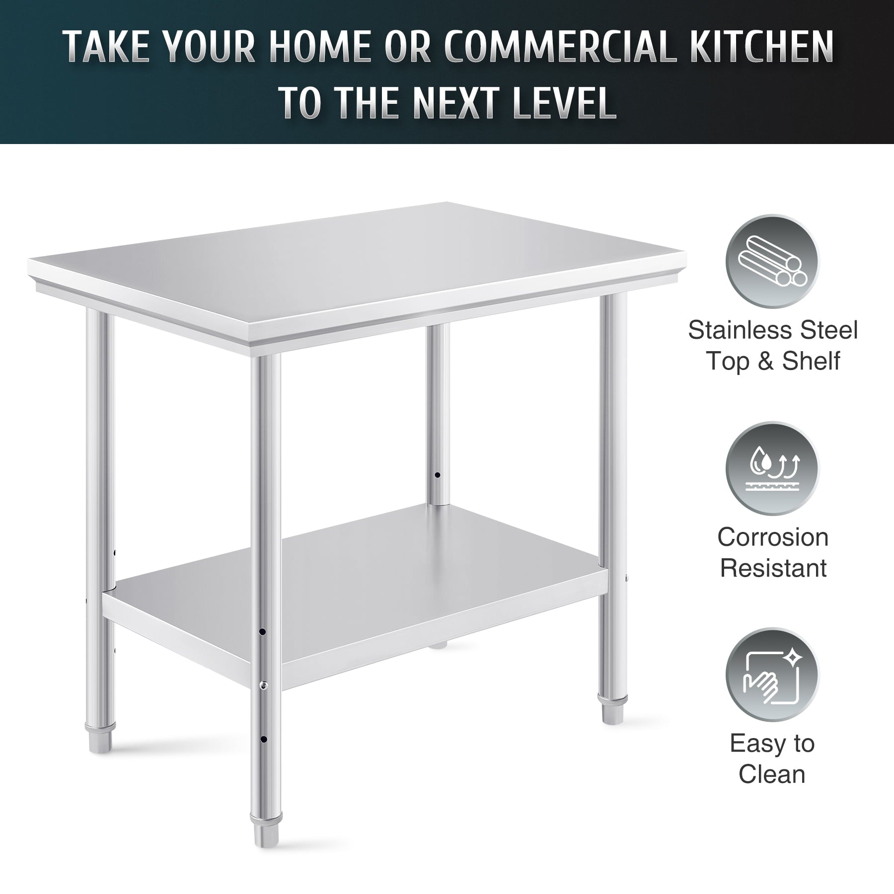 Wilprep Commercial Stainless Steel Kitchen Table w Adjustable Shelf 35x24 Prep Table