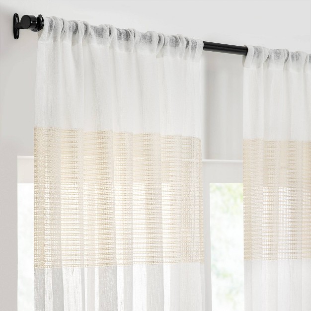 Light Filtering Gilson Striped Window Curtain Panel Ivory Mercantile