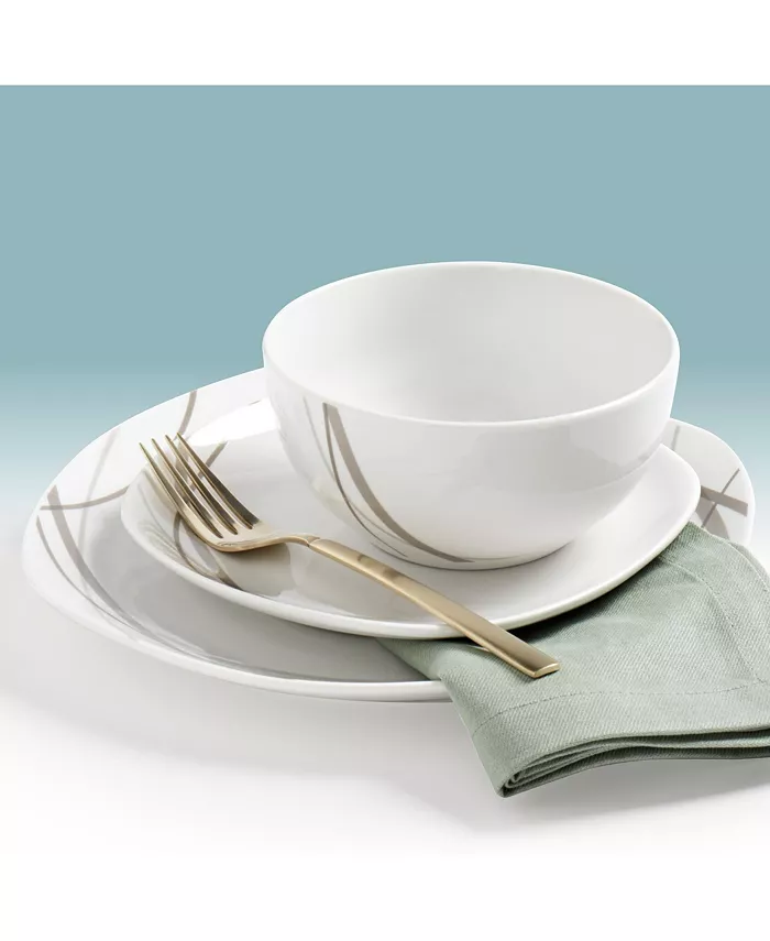 Tabletops Unlimited Curves Square 12-Pc Dinnerware Set Service for 4