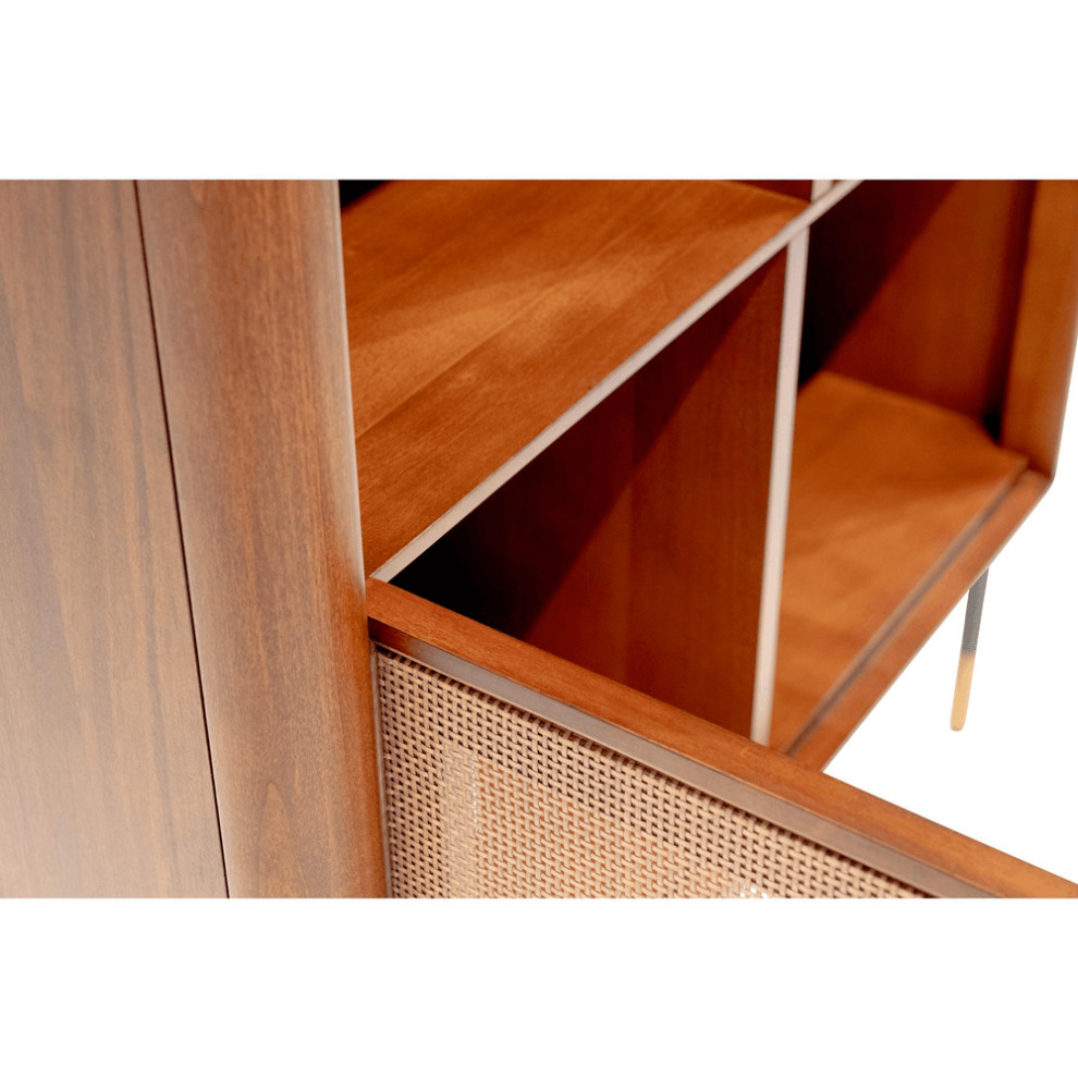 Maple Brown Wood and Wicker Accent Cabinet   Midcentury   Accent Chests And Cabinets   by HomeRoots  Houzz