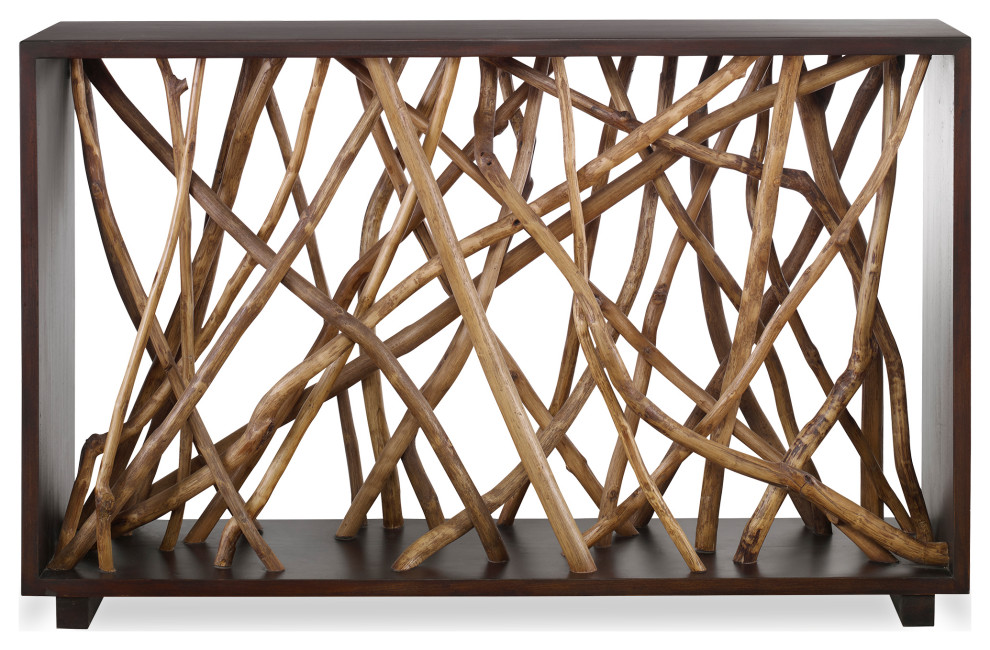 Teak Maze Console Table   Rustic   Console Tables   by Ownax  Houzz