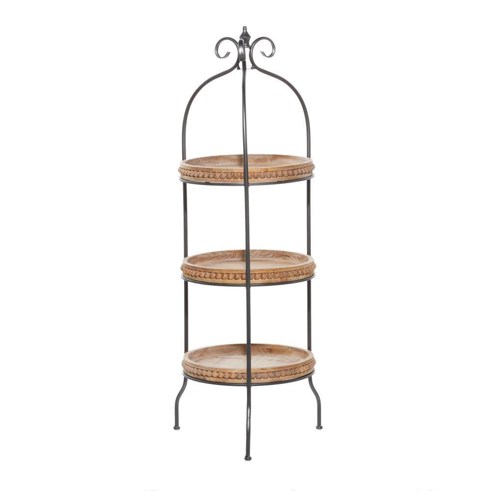 Litton Lane 51 in. Brown Metal Traditional 3 Shelf Shelving Unit 16402