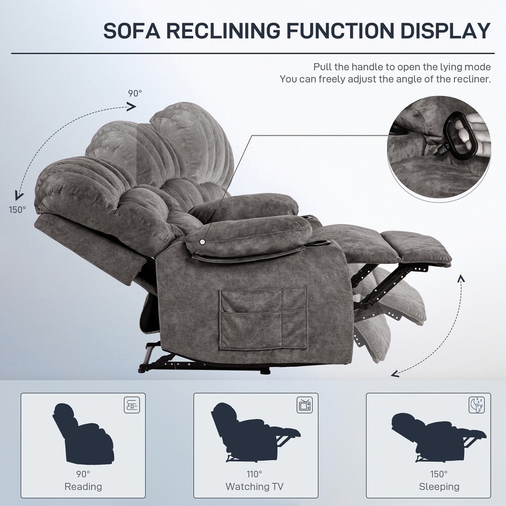 Oversized Recliner Chair Sofa with Massage and Heating