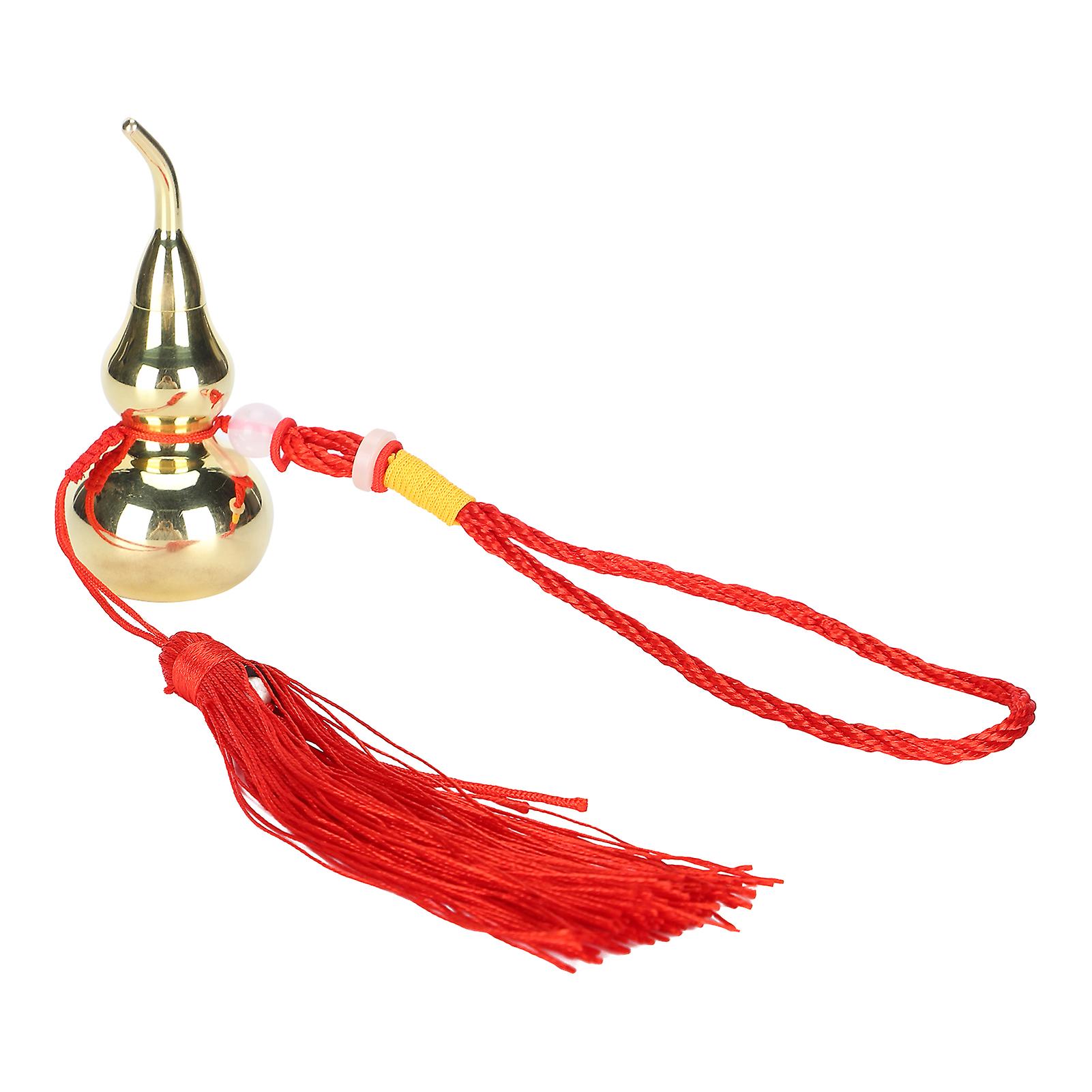 Gourd Pendant Brass Material Calabash Shape Decoration Auspicious Crafts With Red Lanyard