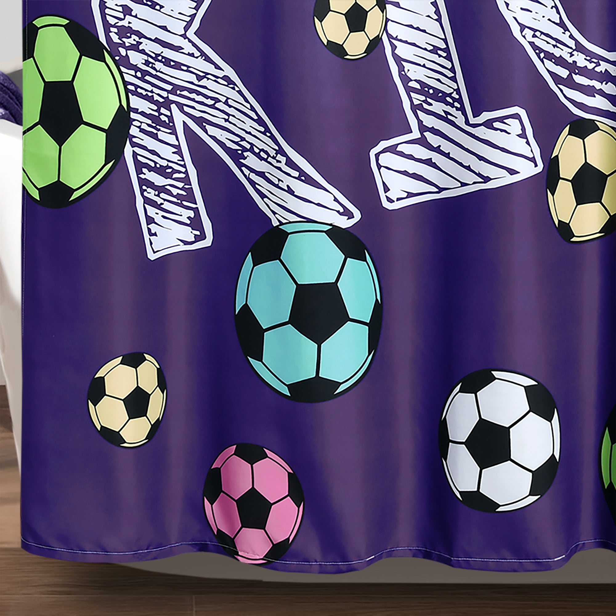 Girls Soccer Kick Shower Curtain