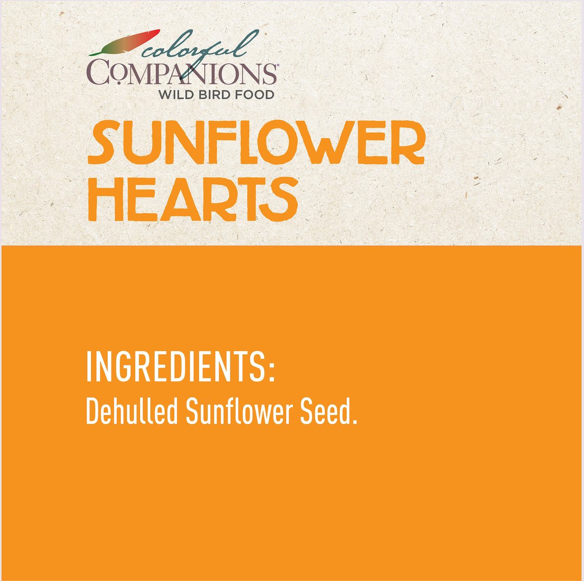 Colorful Companions Sunflower Hearts Shell-Free Premium Wild Bird Food， 20-lb bag