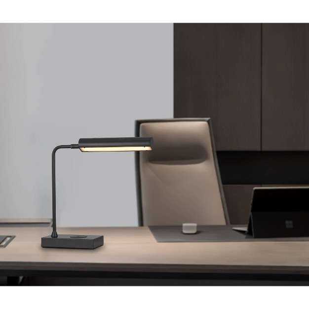 Metal Led Desk Lamp With Wireless Charging Gray includes Led Light Bulb Cal Lighting